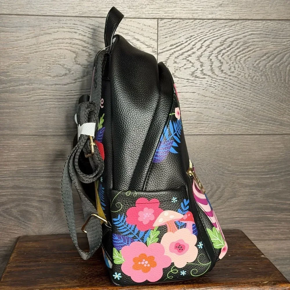 Wondapop Disney Cheshire Cat 12” Vegan Leather Mini Backpack in Black. NWT!